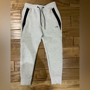 AMERICAN EAGLE MENS LIGHT GRAY W/ BLACK ACCENTS FLEECE JOGGERS ZIP POCKETS SZ S